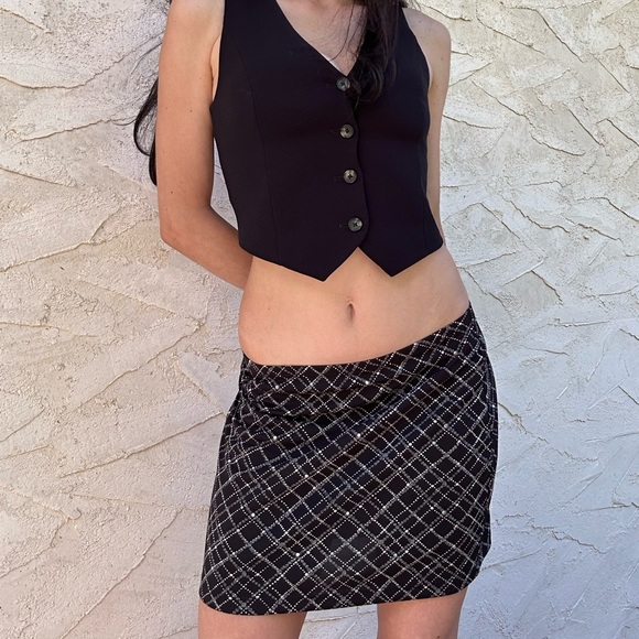 Black glitzy tartan mini skirt - Picture 8 of 8